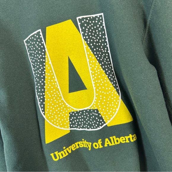 ❤️ Champion x University of Alberta Kids Sweatshirt Green and Yellow Youth S - Picture 3 of 10